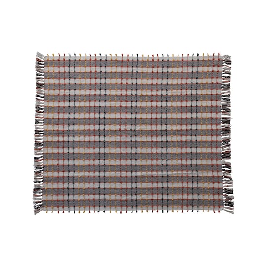 Hello Honey® 60" Multicolor Plaid Woven Cotton Blend Throw Blanket with Knots & Fringe